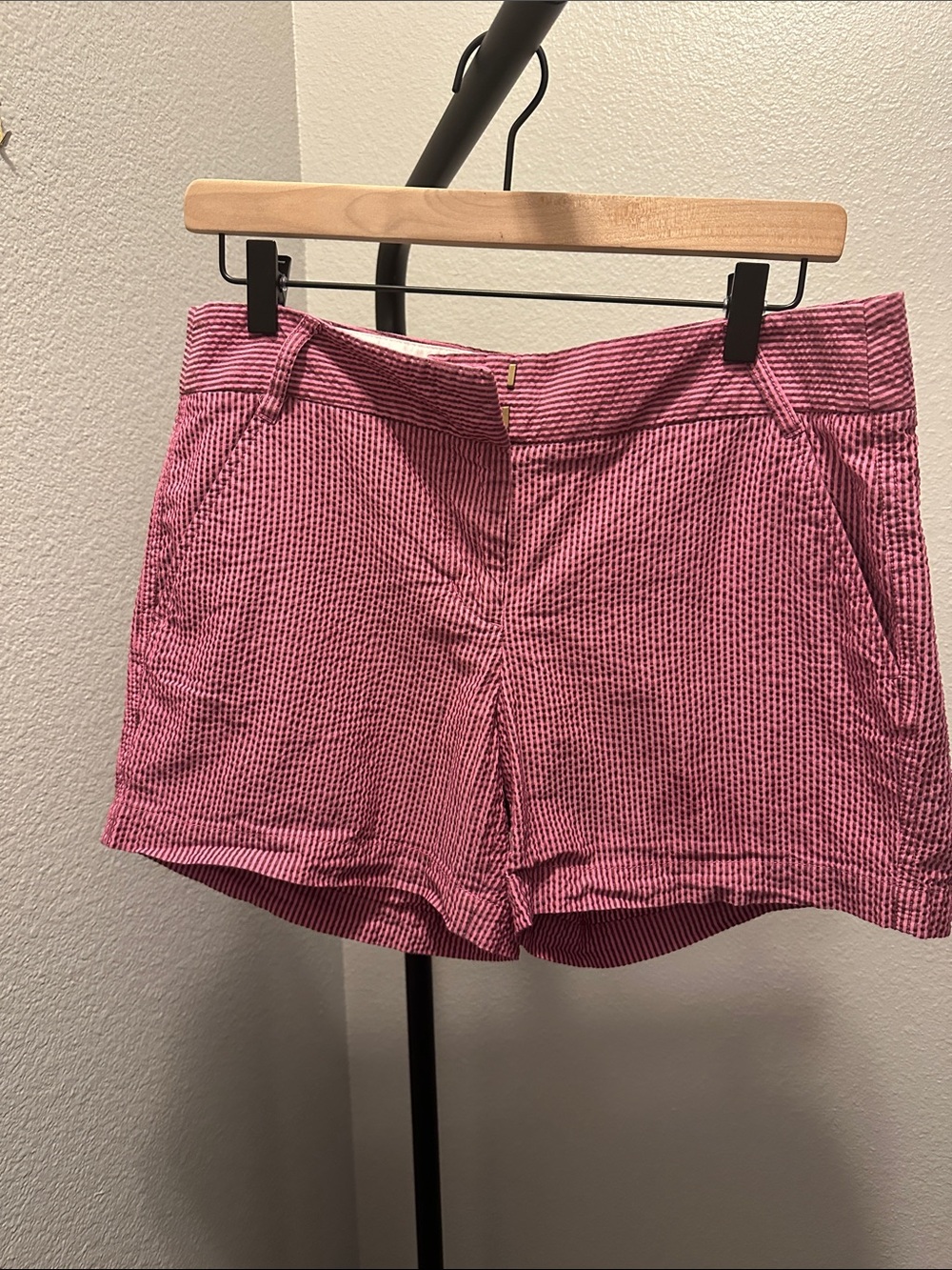 J.Crew Pink Striped Seersucker Shorts Size 8 Preppy